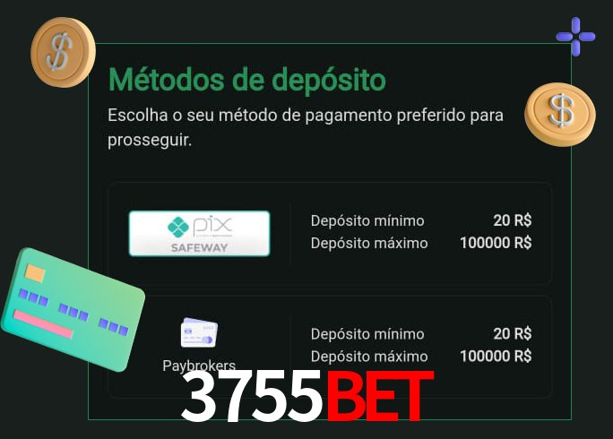 O cassino 3755Bet oferece uma grande variedade de métodos de pagamento